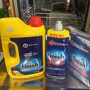 Combo Finish bột rửa + muối + dầu bóng dùng cho máy rửa chén 
